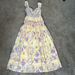 Yuemengxuan Spring Flowy Smocked Maxi Dress